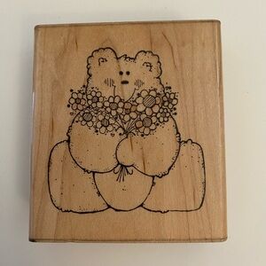 JRL Design Q143 Flower Bunch Bear rubber stamp
